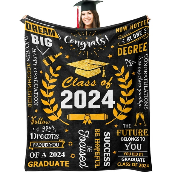 Graduation Gifts Blanket 50" X 60", 2024 Graduation Gifts, Graduation Gifts for Her Him, High School/College Graduation Gifts, Class of 2024 Graduation Gifts, Graduation Decorations Class of 2024