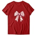 thumbnail image 4 of EchfiProm Womens T shirts Valentine Valentine Day Graphic Tee Crew Neck Short Sleeve Red Cute Shirts for Wife Bow Print, 4 of 5