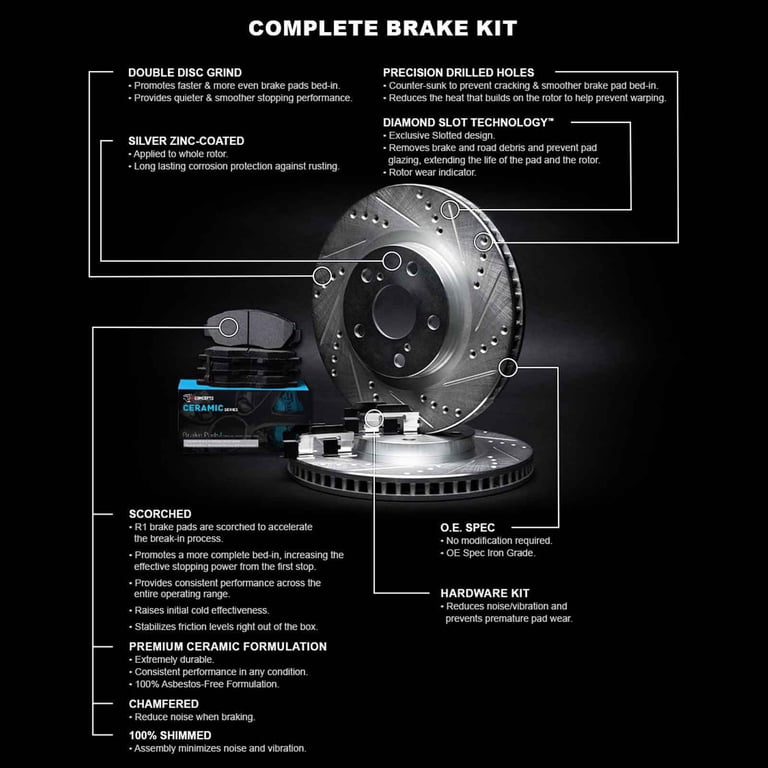 R1 Concepts Wgwh1 59011 R1 E Line Series Brake Rotor D/S Silver W 