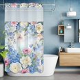 thumbnail image 6 of Flowers No Hooks Shower Curtain with Snap-in Liner Spring Watercolor Blue Pink Floral Gradient Blue Yellow Shower Curtains for Bathroom, Waterproof, Easy Install, Washable 36"x78", 6 of 9