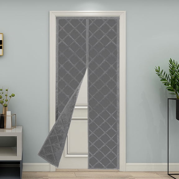 ToppiJoy Magnetic Thermal Insulated Door Curtain, Fits 32" x 80" Door Screen for Winter Durable Oxford Cloth&Thicken Polyester Fiber Fill (Gray)