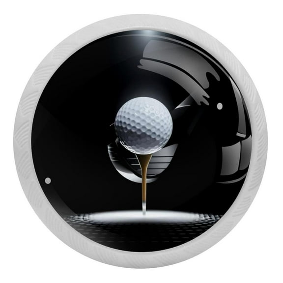 4 Packs Golf Ball on Tee with Club in Black Spotlight Crystal Glass Cabinet Knobs Drawer Handles for Kitchen Cabinets Dresser Cupboard Wardrobe Pulls Handles
