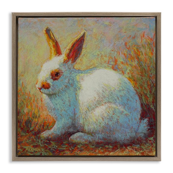 Stupell Industries Cottage Traditional Bunny in Nature Brown Floating Frame Canvas Art, 18 x 18, by Rita Kirkman