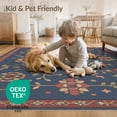 thumbnail image 4 of ODIKA 2'x3' Blue Red Floral Pattern Washable Doormat Intricate Geometric Motifs with Borders Non-Slip, Low Pile for Entryway, Kitchen, Laundry Room, 4 of 7