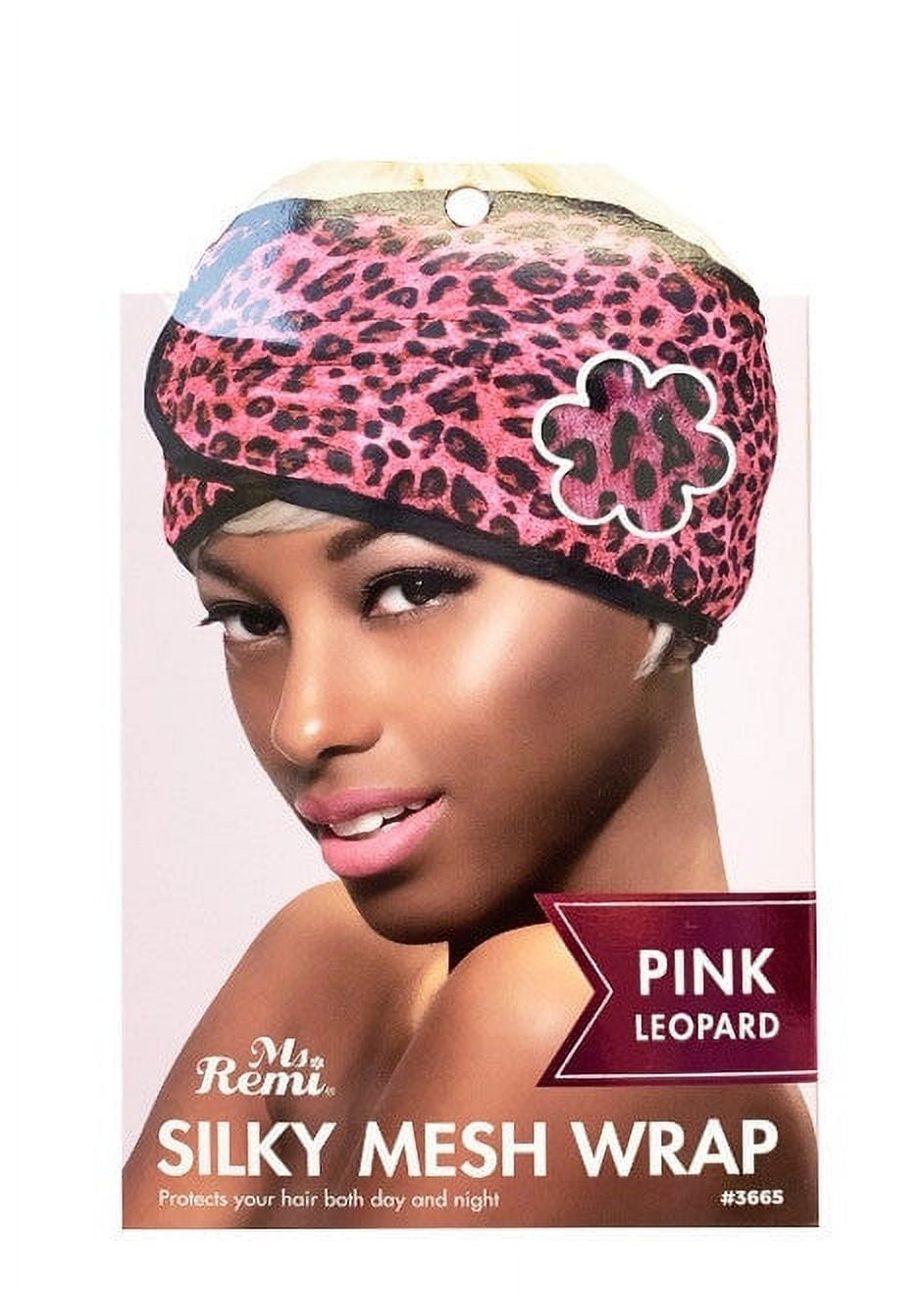 Ms. Remi Silky Mesh Wrap Headband for Women, 1 Count, Pink Leopard