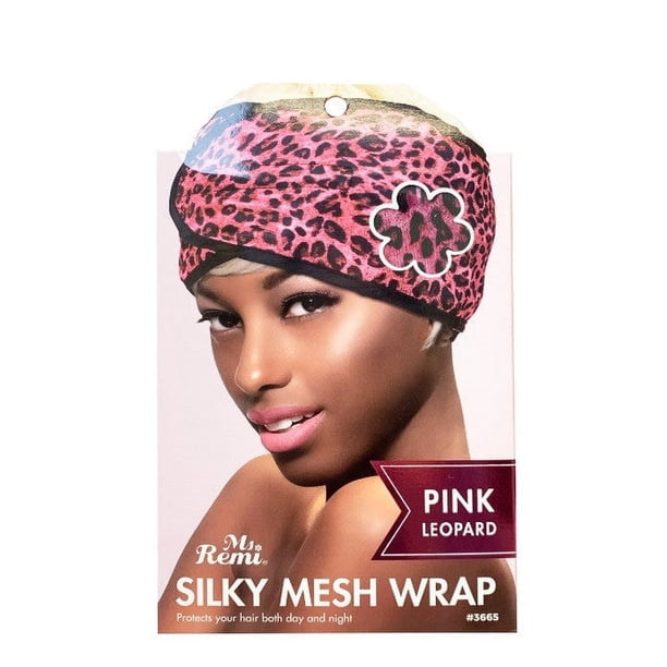 Ms. Remi Silky Mesh Wrap Headband for Women, 1 Count, Pink Leopard