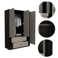 thumbnail image 6 of Atlin Designs Modern Wood Mirrored Armoire in Black Wenge/Light Oak, 6 of 8