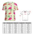 thumbnail image 2 of Flamingo Pattern Womens Tops Women's Fashion Casual Short Sleeve Flower Print Round Neck Pullover Top Blouse, 2 of 6