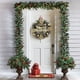 thumbnail image 4 of Corona de Navidad verde | Decoraciones de oro y conos de pinaster | Plástico tejido a mano 12in | Aspecto natural único | Decoración navideña colgante ligera para el hogar del hotel, 4 of 6
