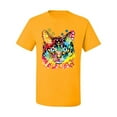 thumbnail image 2 of Wild Bobby Dean Russo Colorful Blue Eyes Cat Cat Lover Men Graphic Tee, Gold, Small, 2 of 5