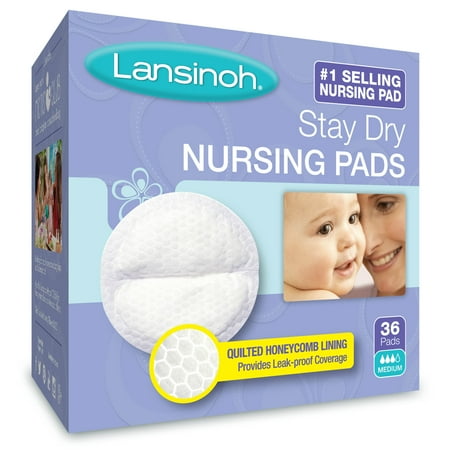 Contoured Disposable Breast Pads - Lansinoh Stay Dry Disposable Nursing Pads, 36 Count