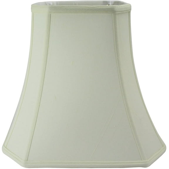 Eggshell Silk 14 Inch Square Bell Cut Corner Lampshade with Matching Harp and Finial