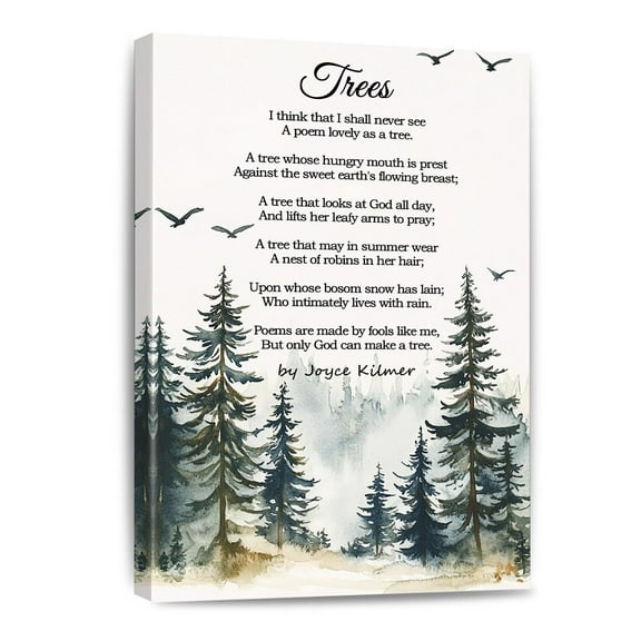 Trees Poem Canvas Wall Art Vintage Prints Modern Pictures Living Room Decor Quote Poetry Posters Framed