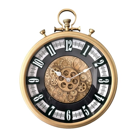 Optima Wall Clock Hanging Decor No Ticking Large Arabic Numerals Easily Read Round Gold