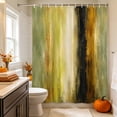 thumbnail image 2 of Green Abstract Shower Curtain, Waterproof Shower Curtains for Bathroom, Autumn Rustic Gradient Vintage Oil Painting Washable Fabric Bathtub Curtain Set Bath Decor with 12 Hooks Stall 36"x72", 2 of 8