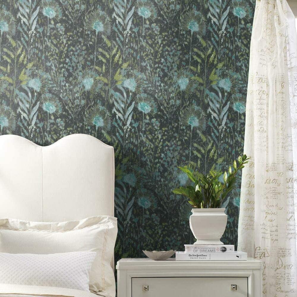 Dandelion Black & Teal Peel and Stick Wallpaper Walmart