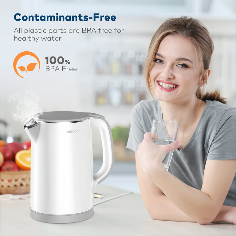 Electric Kettle, miroco 1.5L Double Wall 100% Stainless Steel BPA