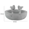 thumbnail image 5 of Cement Round Bird Bath with 2 Figurine and Engraved Floral Motif, Gray, 5 of 6
