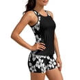 thumbnail image 6 of Qingpeng Women 2 Piece Tankini Swimsuit With Bra Graphic Tummy Control Sporty Bathing Suit Color Block Swim Tank Top with Shorts, 6 of 9
