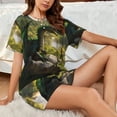 thumbnail image 4 of Fotbe Deep Forest Stone Green Dragon Conjunto de Pijama Estampado para Mujer, 2 Piezas, Ropa de Dormir con Camiseta de Manga Corta y Shorts Suaves-3X-Large, 4 of 6