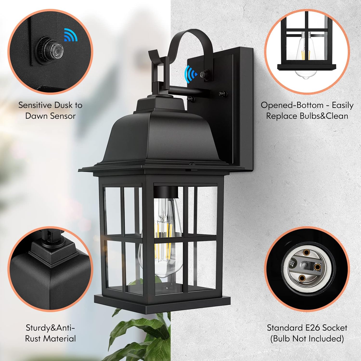 Nordic Hygge 2-Pack Dusk to Dawn Outdoor Wall Lights