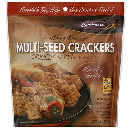 Crunchmaster Roasted Garlic Crackers, 4.5 oz (Pack of 12)