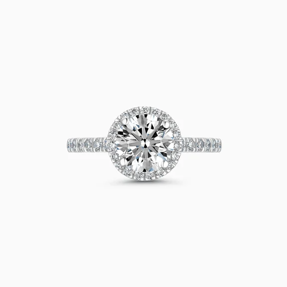 Spot Jewel 2.1 Ct Round Cut Beautiful Halo Engagement Ring - Lab-Created Simulated Diamond in 14K White Gold Plated Ring - Stunning Prong Setting for Women - Perfect Gift for Proposals, Weddings