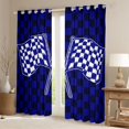 thumbnail image 2 of Homewish Racing Flag Blackout Curtains Set of 2 (52x84 Each),Teens Extreme Sport Window Curtains,Classical Grid Curtains and Drapes For Boys,Luxury Bedroom Decor, 2 of 6