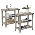 thumbnail image 1 of Farmhouse End Table Rustic Side Table Set Of 2 With Storage Shelf For Small Spaces Grey Bedside Table Narrow Nightstand For Living Room, Bedroom, Grey, 1 of 5