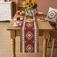 thumbnail image 3 of Aztec Vintage Ethnic Boho Stripe Table Runner 70 Inches Long,Kitchen Dining Tablerunners Tribal Totem Brown Wood Grain Linen Table Runners Dresser Scarves for Home Dinner Wedding Holiday Party Decor, 3 of 9