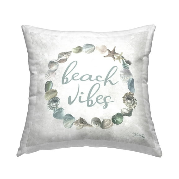 Stupell Industries Beach Vibes Shell Wreath Decorative Printed Throw Pillow Design by Marla Rae