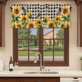 thumbnail image 6 of Sunflower Bee Curtain Valances for Windows, Kitchen Valance Window Treatments Panel 2 Pack, Black Buffalo Plaid Botanical Leaf Floral Rod Pocket Short Curtains for Bathroom Bedroom 60 x 18 Inch, 6 of 8
