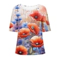 thumbnail image 4 of Tmtolofot Casual T Shirts for Women Floral Printed Tops womens Relaxed Fit Crewneck Tshirts women Short Sleeve Super Soft Summer Tee Shirts, 4 of 4