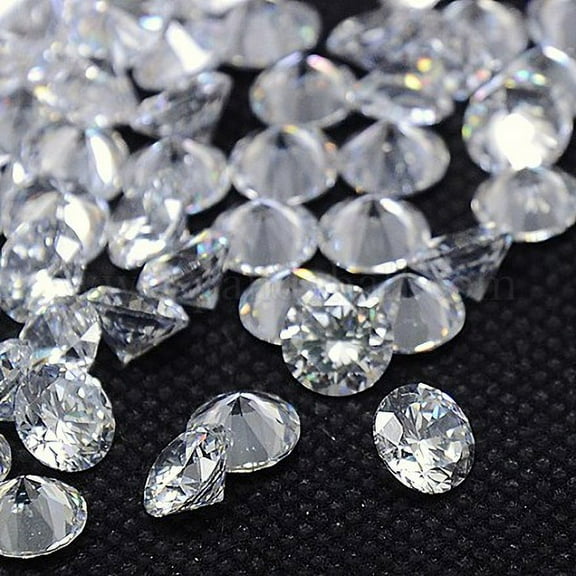 Cubic Zirconia Cabochons Grade A Faceted Diamond Clear 1.3mm