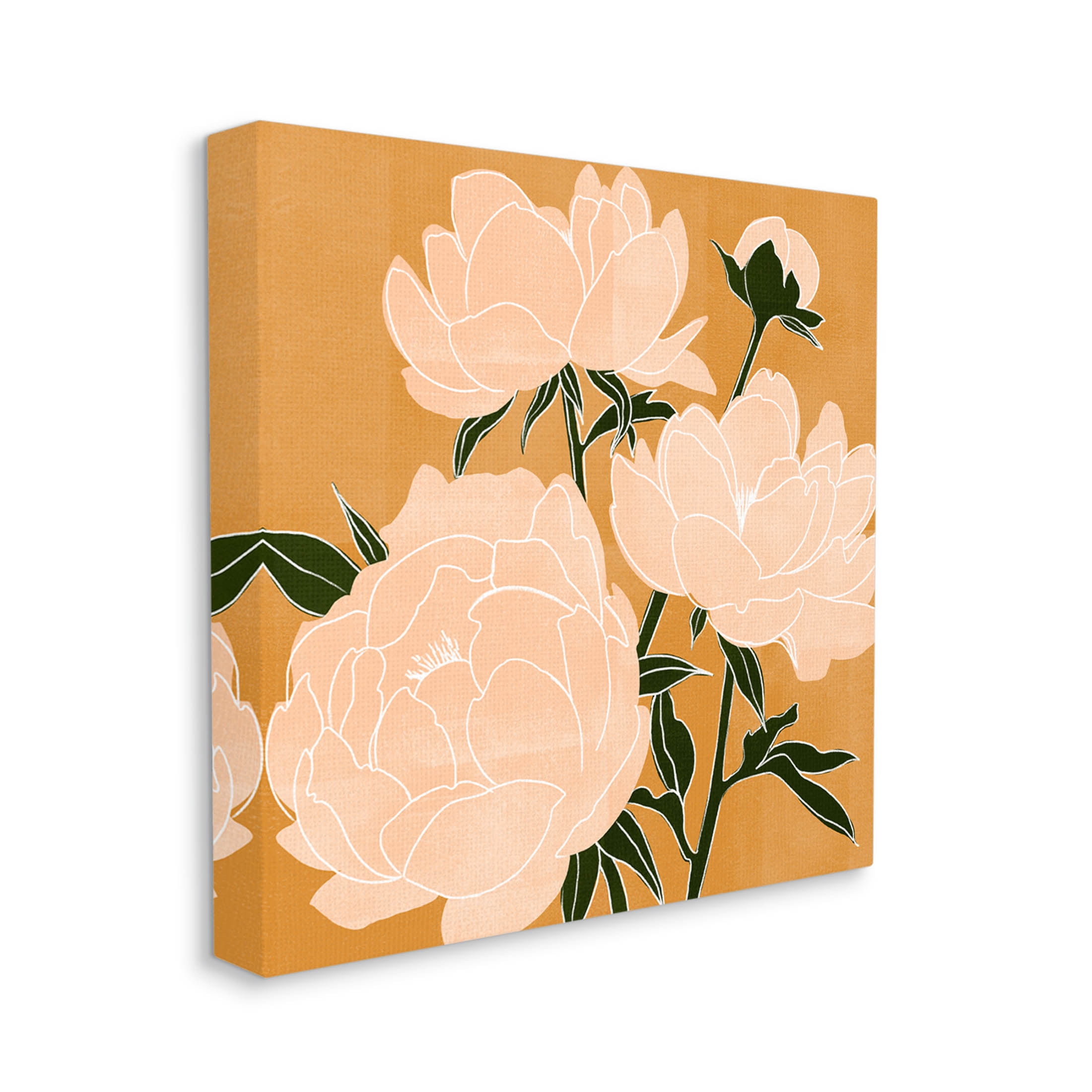 Contemporary Peony Blooms Botanical & Floral Graphic Art Gallery Wrapped Canvas Print Wall Art