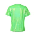 thumbnail image 2 of iiniim Kids Girls Boys Shiny Metallic Short Sleeve Shirt T-shirt Sparkly Jazz Hip Hop Dance Top Performance, 2 of 7
