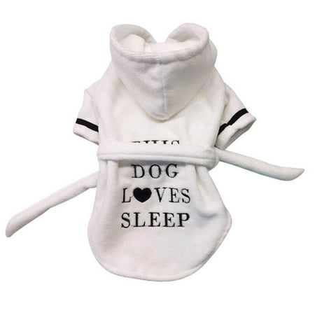 

FANTADOOL Pet Bath Super Absorbent Cotton White Robe Coral Comfortable Thickened Pet Hooded Nightgown Pajamas