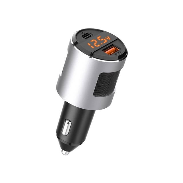 Cargador de coche QC 3.0 Adaptador de carga rápida 65W 5V 4.2A Cargador de coche con puertos duales USB-A USB-C, plateado Speravity EL001740-02B