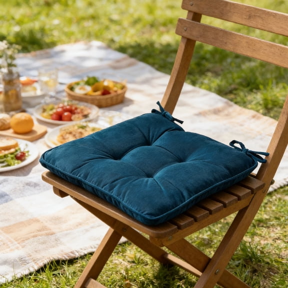 Eolstice Cushion For Chair, Velvet Office Ottoman Floor Mat, Color Chair Cushion with Strap for Outdoor Seating, Home Decor, Comfort Accessory