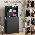 thumbnail image 6 of Advwin Foldable Manicure Table with Charging Station & Storage Cabinet, Wall-Mount Extendable Nail Tech Desk with Fabric Drawer & Shelf, Space-Saving Multipurpose Table for Home Office, Black, 6 of 11