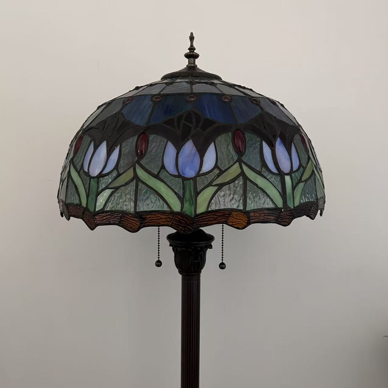Enjoy Décor Lamps 2-Light Tiffany Bowl Glass Floor Lamp, 64"H