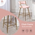 thumbnail image 5 of Peispie 25" Counter Height Bar Stools Set of 2, Modern Corduroy Barstools with Low Back and Gold Metal Legs, Padded Kitchen Island Chairs with Footrest for Home Bar, Pink, 5 of 9