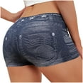 thumbnail image 5 of Sakmal Shorts for Women Casual Boxer Blue Jean Hotpants Floral Low Rise 3 Inch Inseam Shorts, 5 of 6