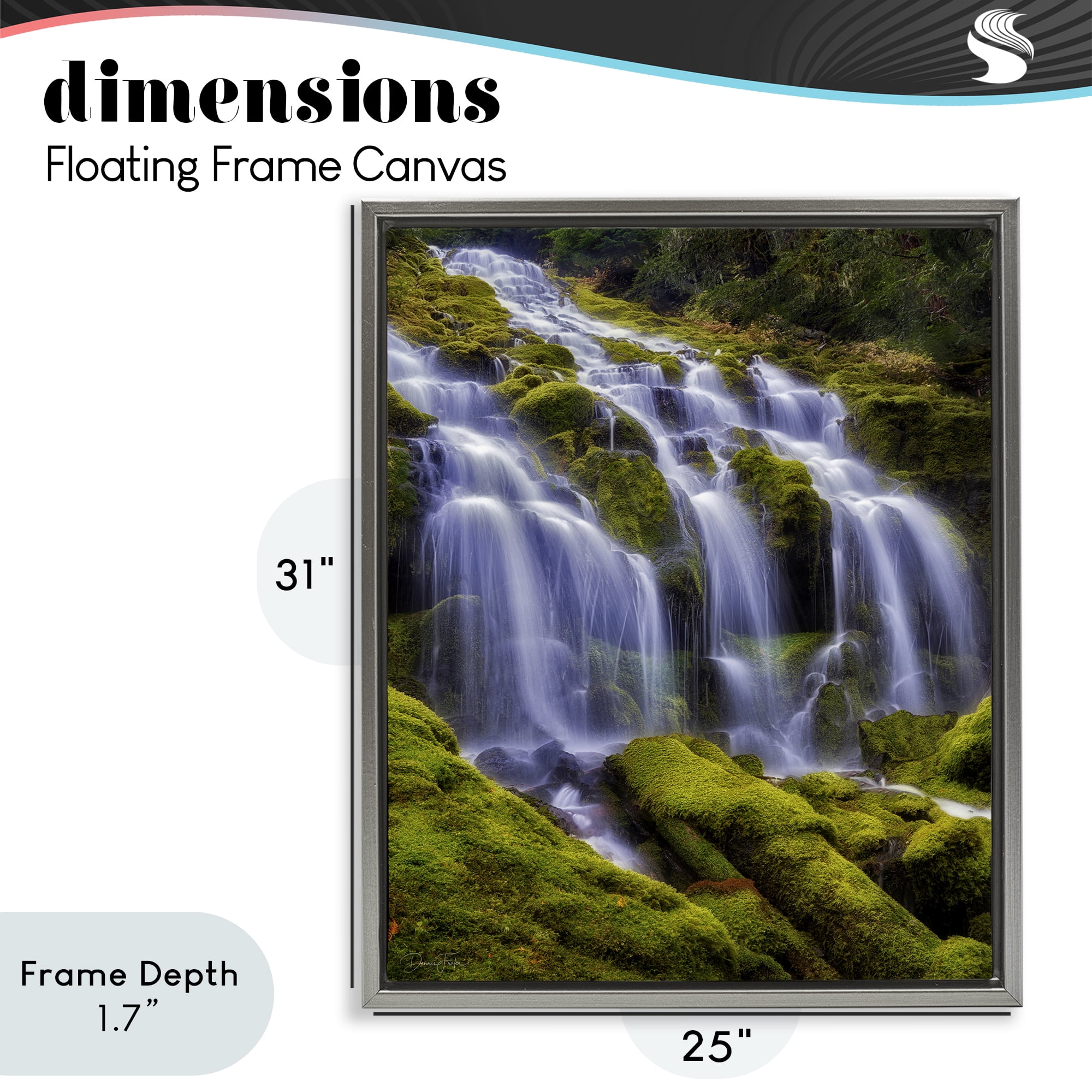 Stupell Industries Upper Proxy Falls Gray Framed Floater Canvas Wall Art, design by Dennis Frates