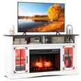 thumbnail image 1 of Gymax Meuble Télé avec Foyer, Télécommandes et Thermostat, Armoires de Rangement, Blanc, 1 of 10