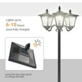 thumbnail image 5 of Outsunny 72" Solar Lamp Post, Triple-Head Street Light, All-Weather Waterproof Stainless Steel, Vintage Style for Garden, Lawn, Pathway, Driveway, Black, 5 of 9