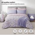 thumbnail image 4 of 17pc College Dorm Essentials Bundle, Queen, Reversible Bed in a Bag Comforter Set, Purple Floral, 4 of 18