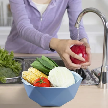 

Lognanla Clearance！ Dish Drying Rack Drain Basket Double Layer Household Washing Fruits And Vegetables Hollow Storage Basin Kitchen Multifunctional Storage Basket