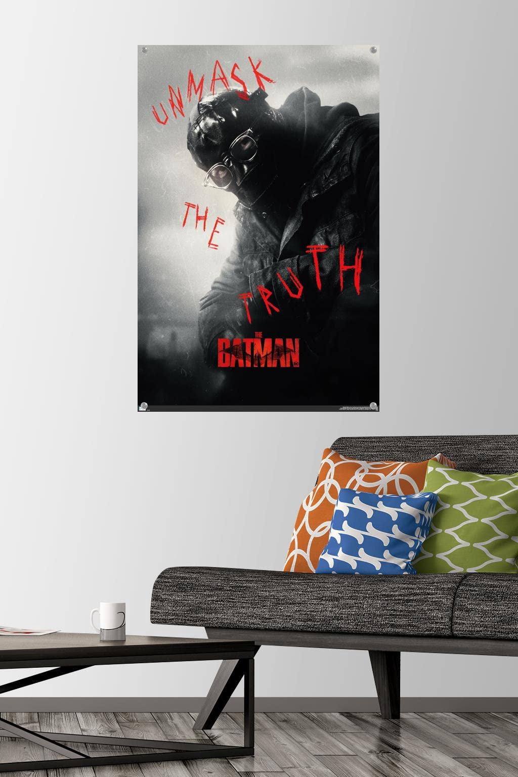 DC Comics Movie The Batman - Edward Nashton A.K.A. The Riddler One Sheet Wall Poster with Pushpins, 22.375" x 34"