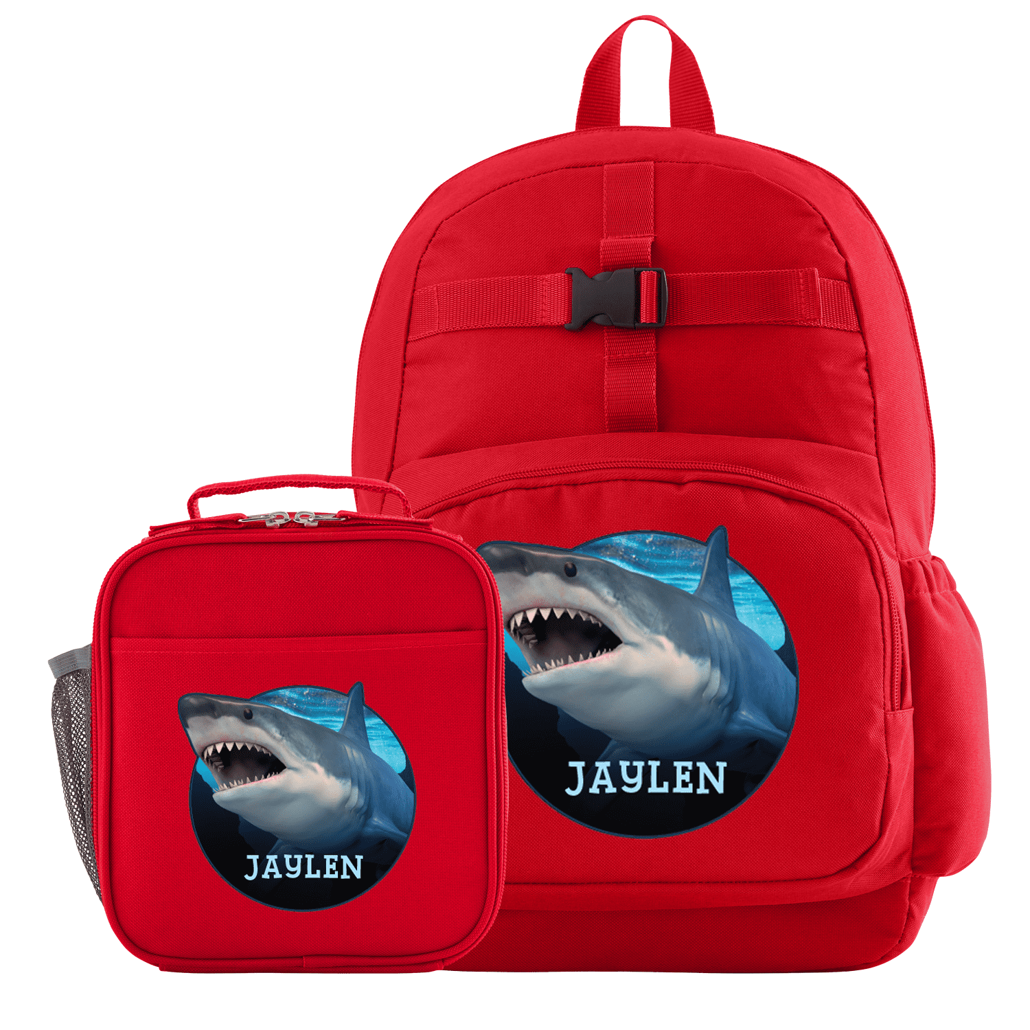shark backpack and lunchbox